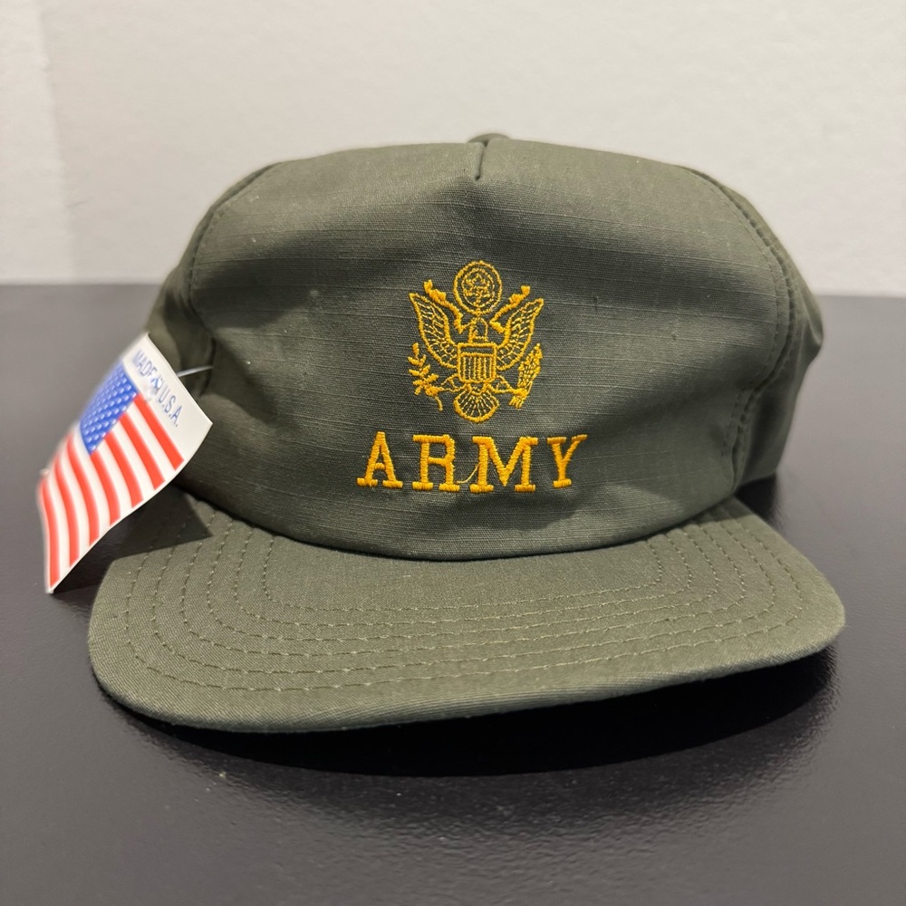 Vintage US Army Ripstop Military SnapBack Cap Hat  Made In USA Deadstock